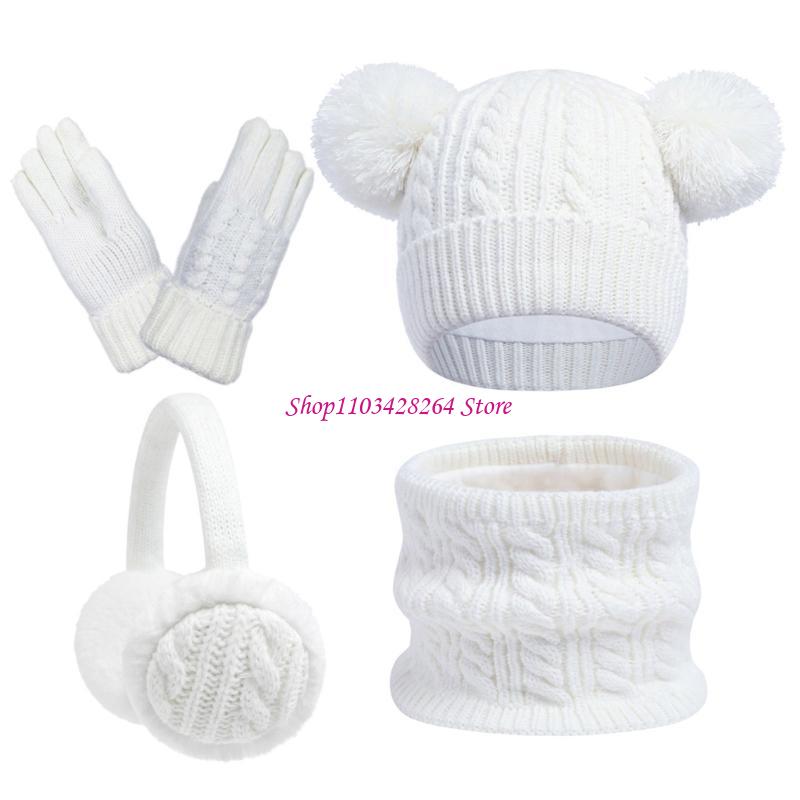 Kids Outdoor Gloves - Boy Girls Winter Hat Scarf Gloves