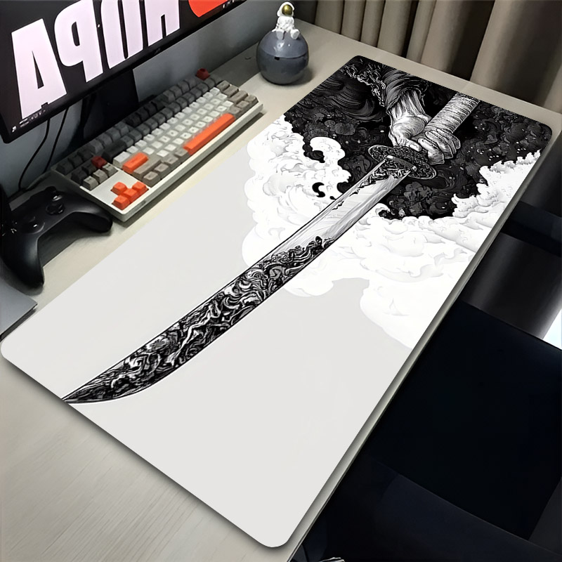 Bubble Sword Wand - Samurai Black And White Anime Mousepad