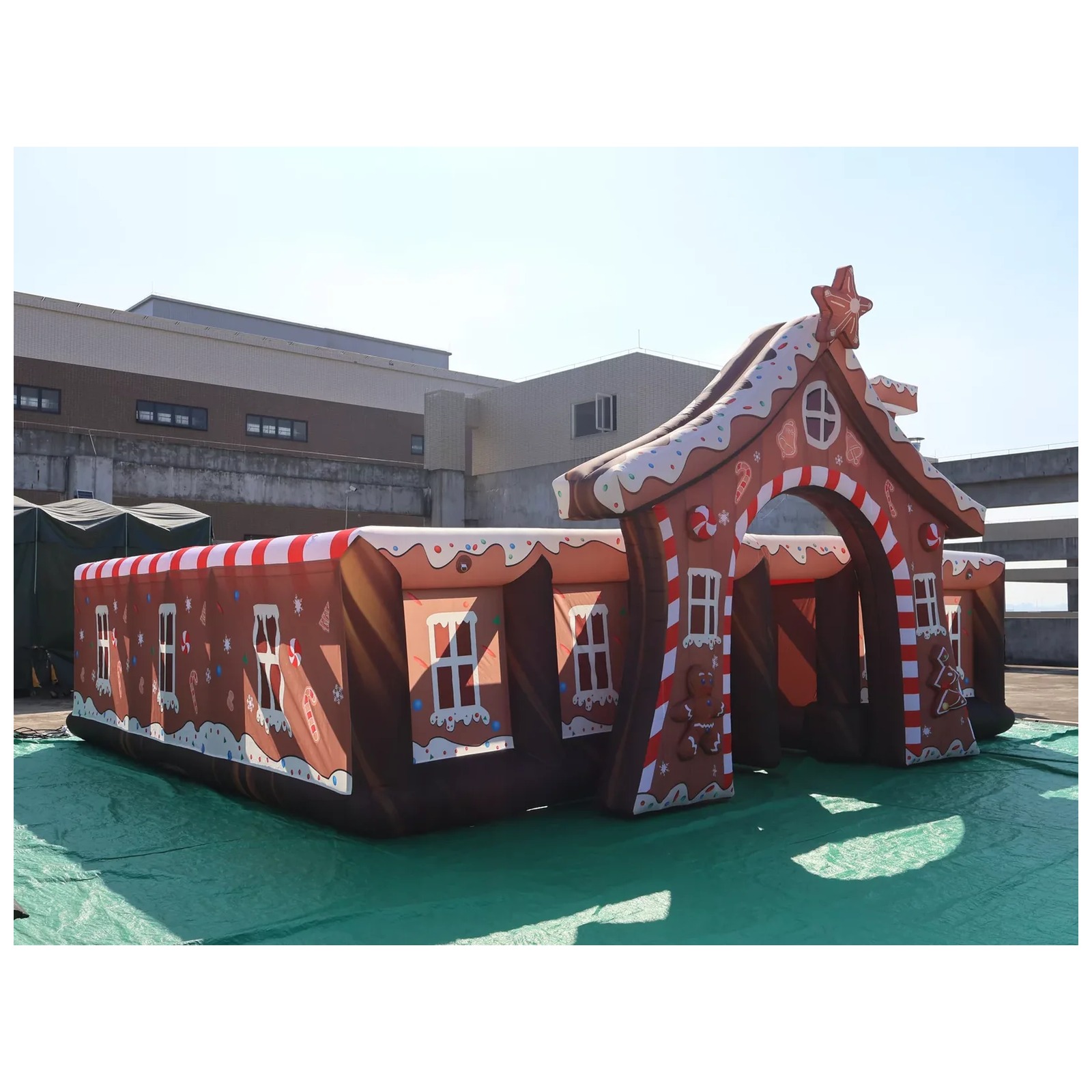 Kids Outdoor Venues - Large Gingerbread Inflatable Maze with Blower