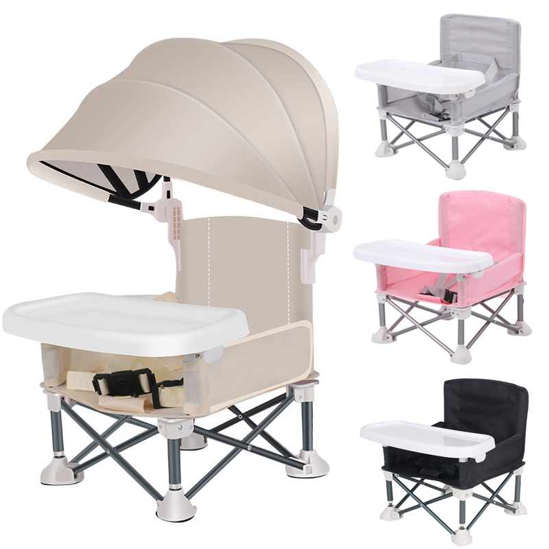 Kids Outdoor Seating - Folding Baby Eating Chair with Awning