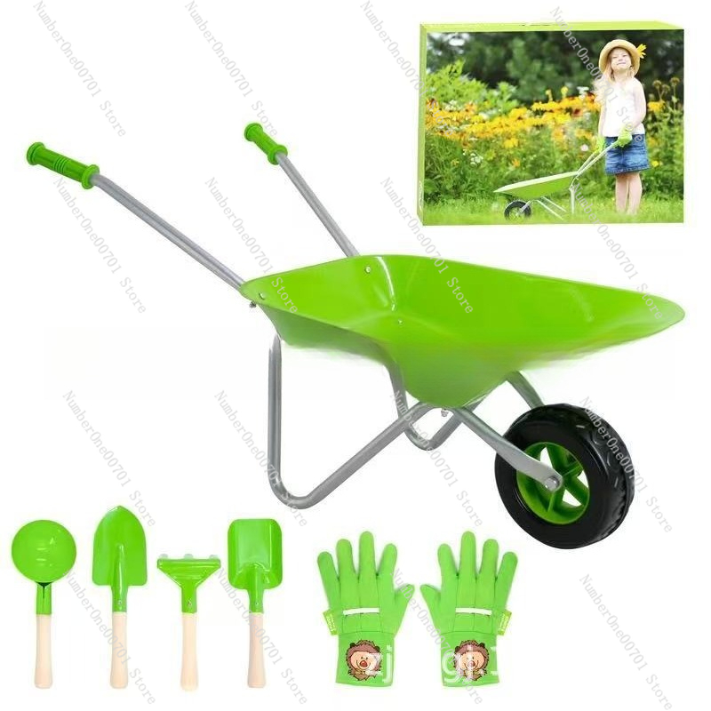 Outdoor Toys For Kids - Kids Outdoor Wheelbarrow, Green Garden Play