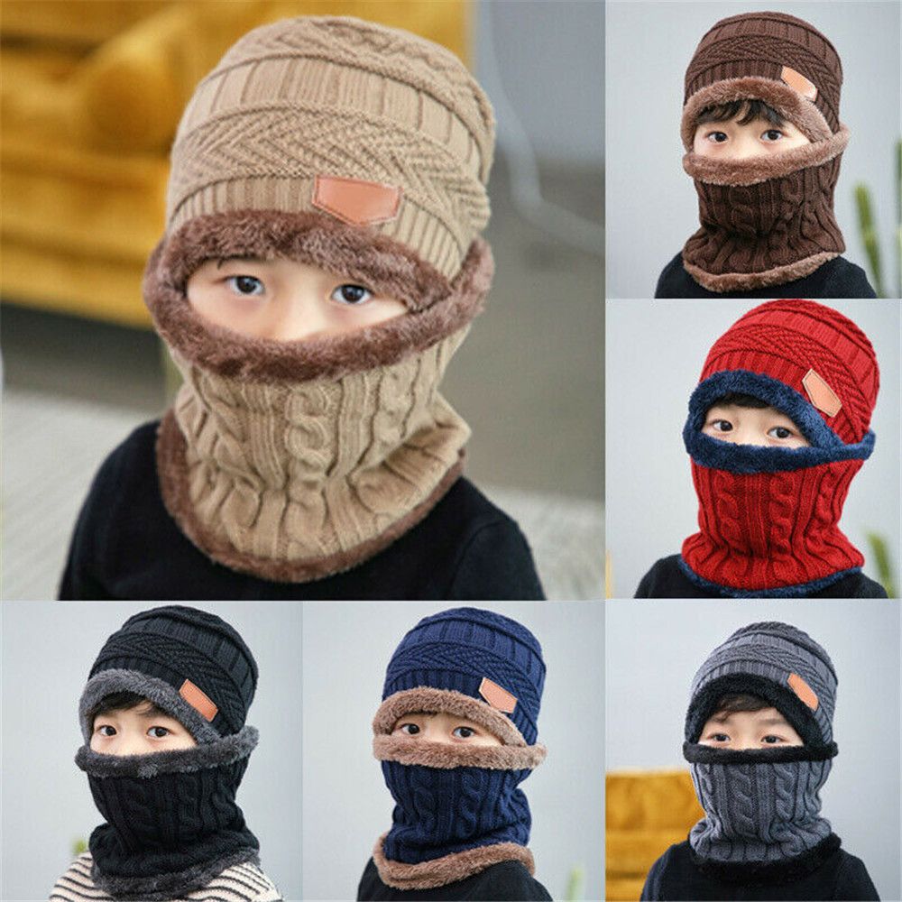 Kids Outdoor Gloves - Kids Winter Neck Scarf Cap Set