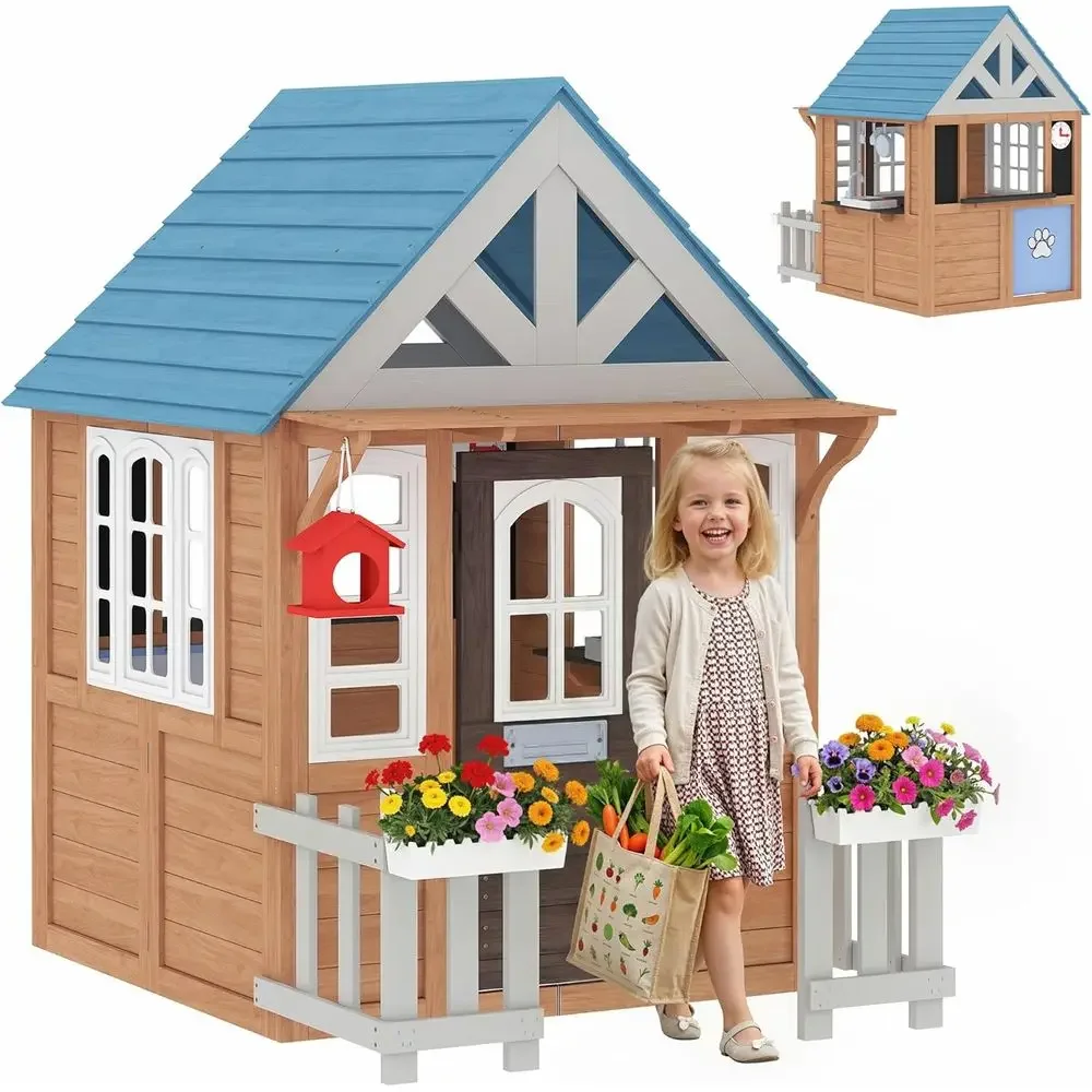 Qaba Outdoor Playhouse with Pe - Qaba Kids Outdoor Playhouse recension och pris