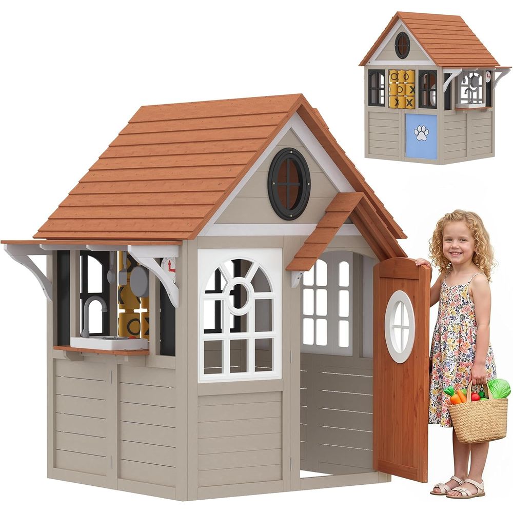 Qaba Outdoor Playhouse Wooden  - Qaba Kids Outdoor Playhouse recension och pris