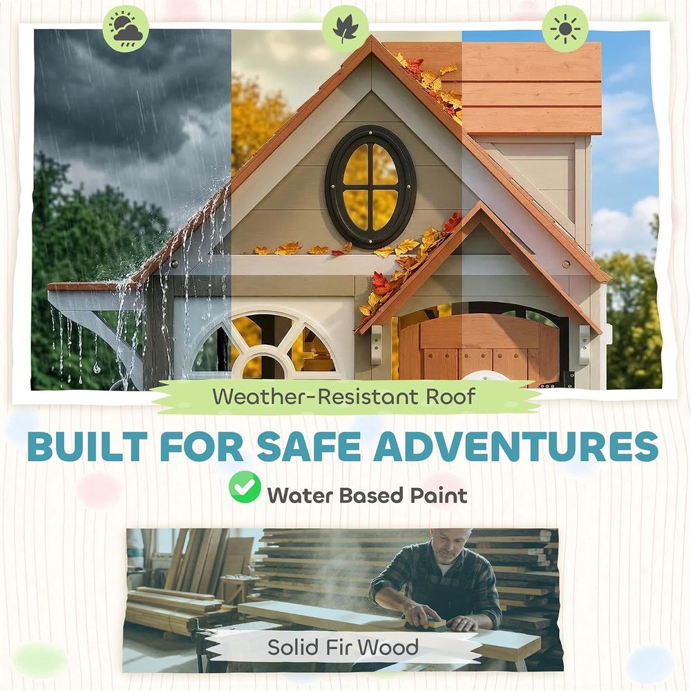 Qaba Outdoor Playhouse Wooden  - Qaba Kids Outdoor Playhouse recension och pris