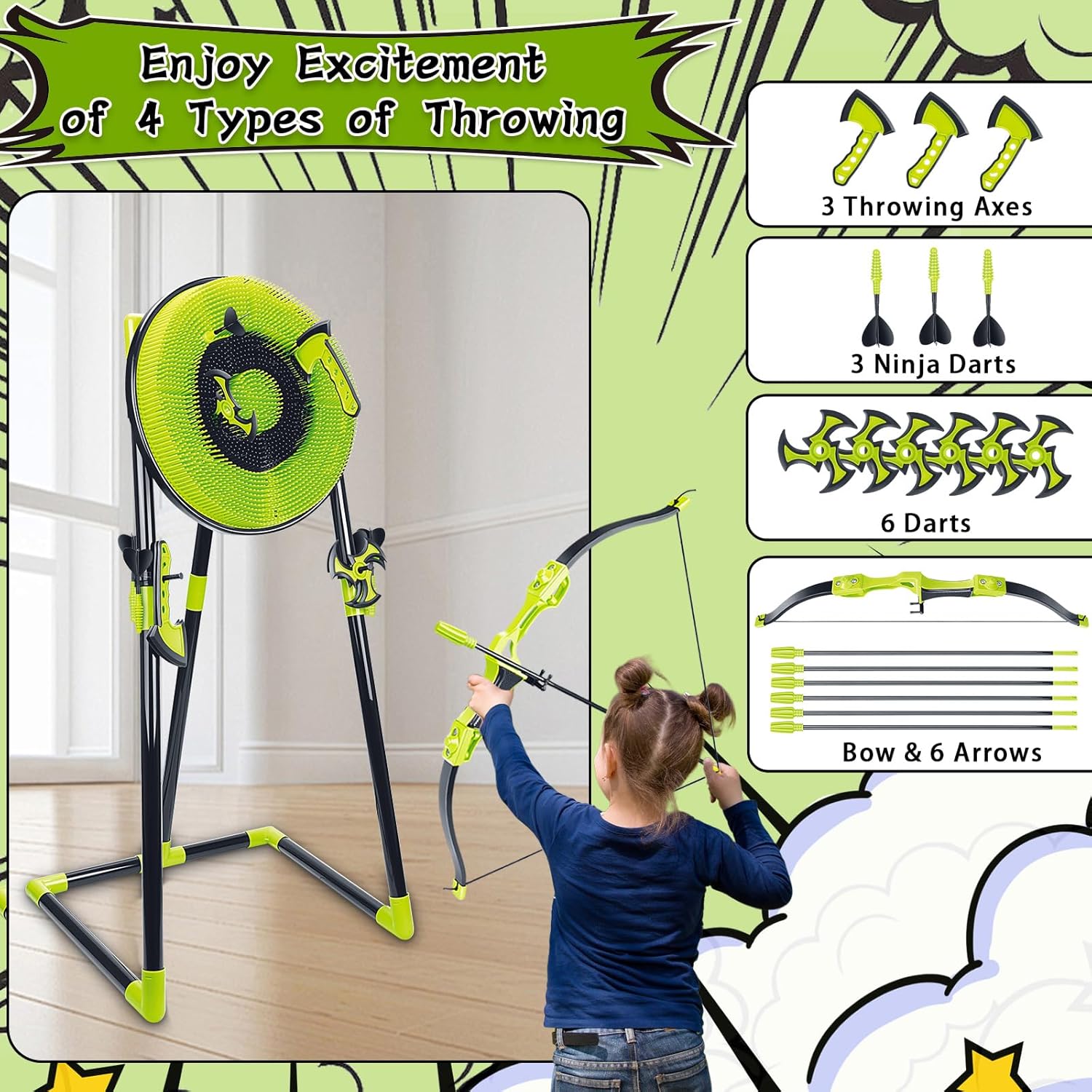 4 in 1 Axe Throwing Target Set - Kids Outdoor Ninja Set recension och pris