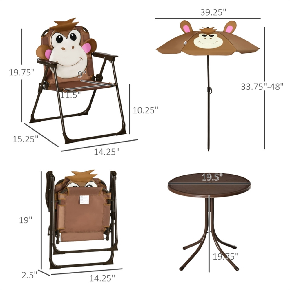 Cute Monkey Kids Patio Table C - Kids Outdoor Table And Chairs With Umbrella recension och pris