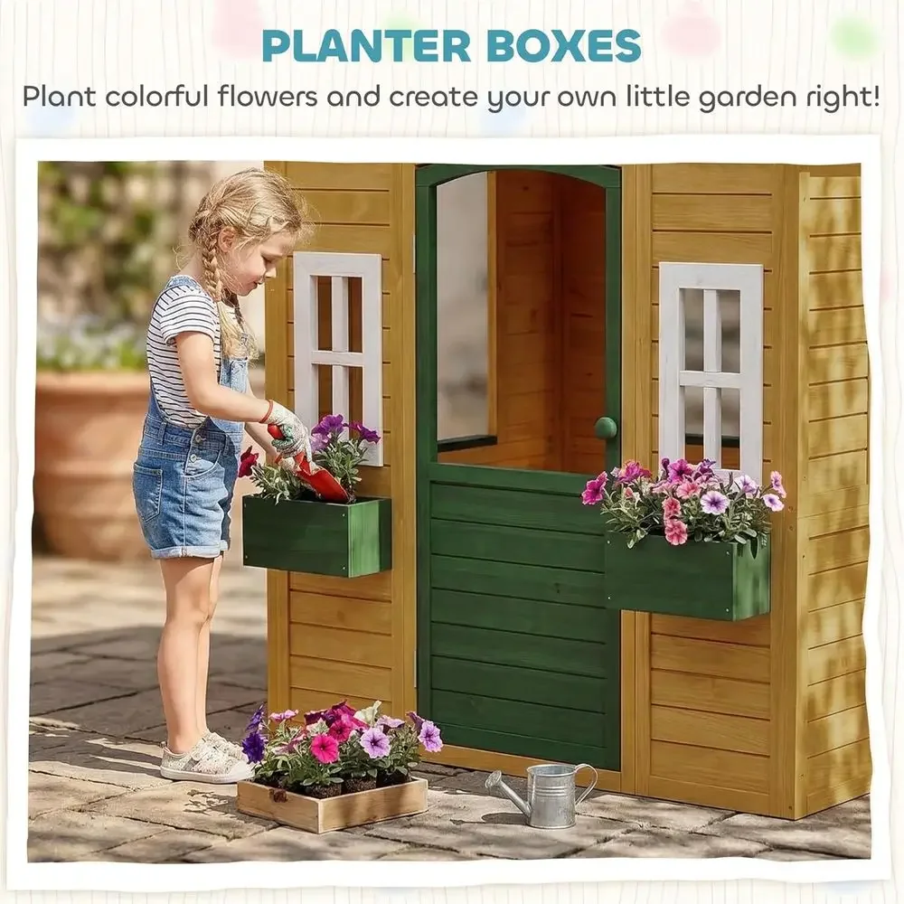 Qaba Outdoor Playhouse, Wooden - Qaba Kids Outdoor Playhouse recension och pris