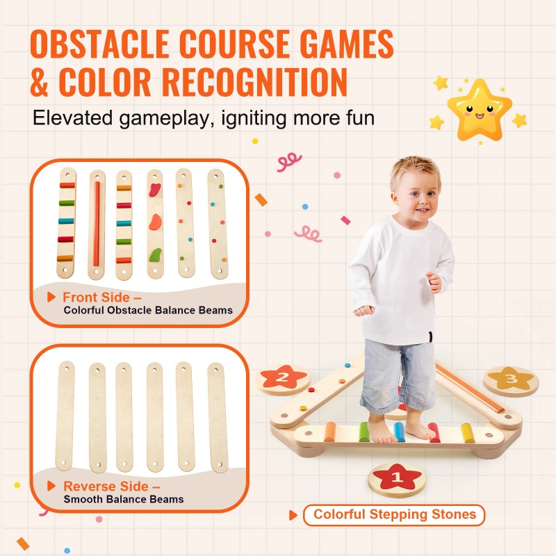 6 PCS Balance Beam Stepping St - Kids Outdoor Balance Beam recension och pris