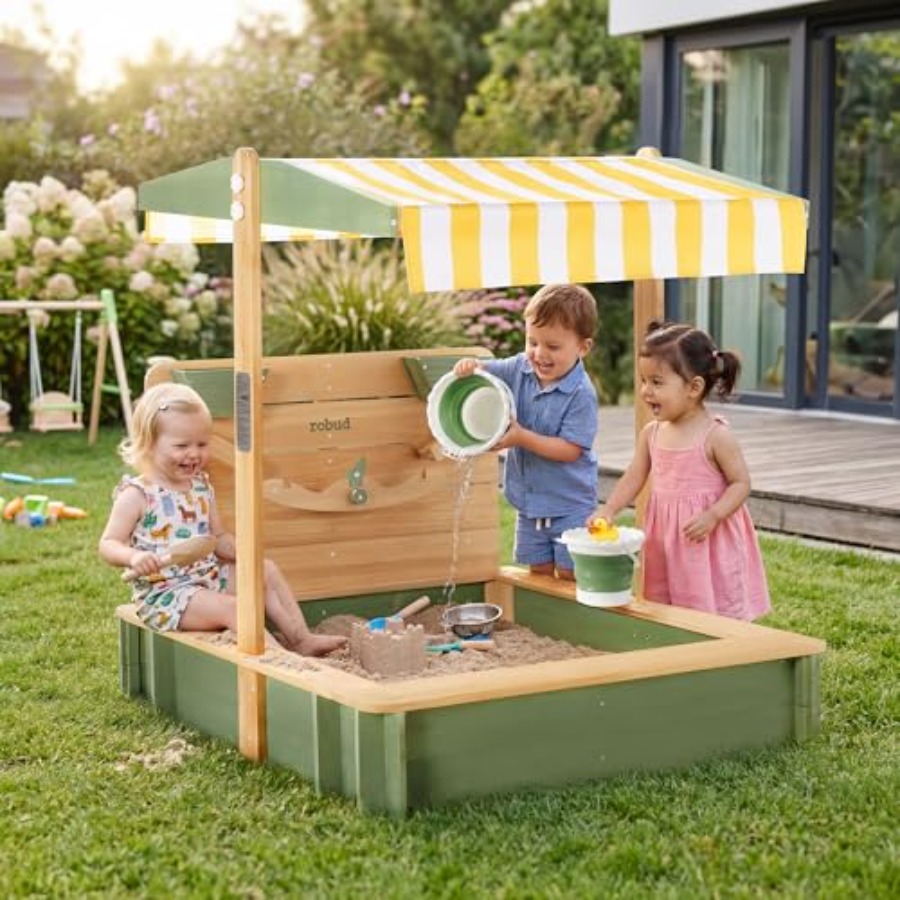 Outdoor sandbox for kids: wood - Kids Outdoor Seating recension och pris