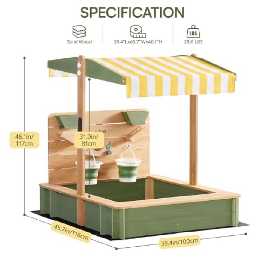 Outdoor sandbox for kids: wood - Kids Outdoor Seating recension och pris