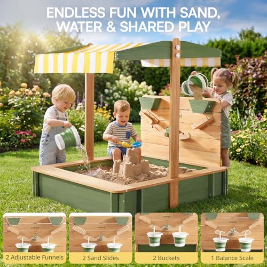 Outdoor sandbox for kids: wood - Kids Outdoor Seating recension och pris