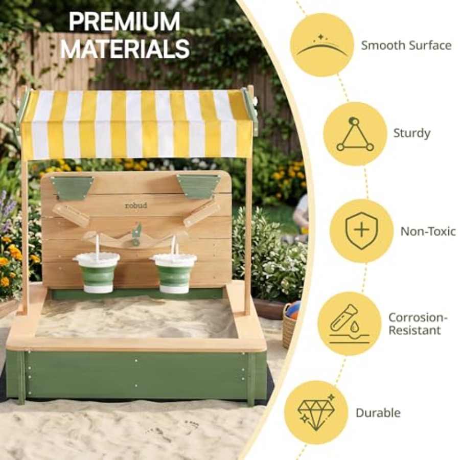 Outdoor sandbox for kids: wood - Kids Outdoor Seating recension och pris
